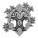 A tattoo featuring a traditional Celtic family tree with a twist of Portuguese and Italian symbolism incorporated tattoo design idea