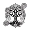 A tattoo featuring a traditional Celtic family tree with a twist of Portuguese and Italian symbolism incorporated tattoo design idea