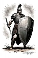 gladiator with a shield tattoo design idea