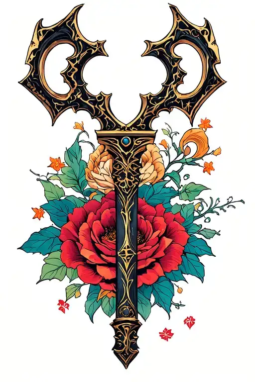 a keyblade from kingdom hearts with a tim Burton twist in it  tattoo design idea