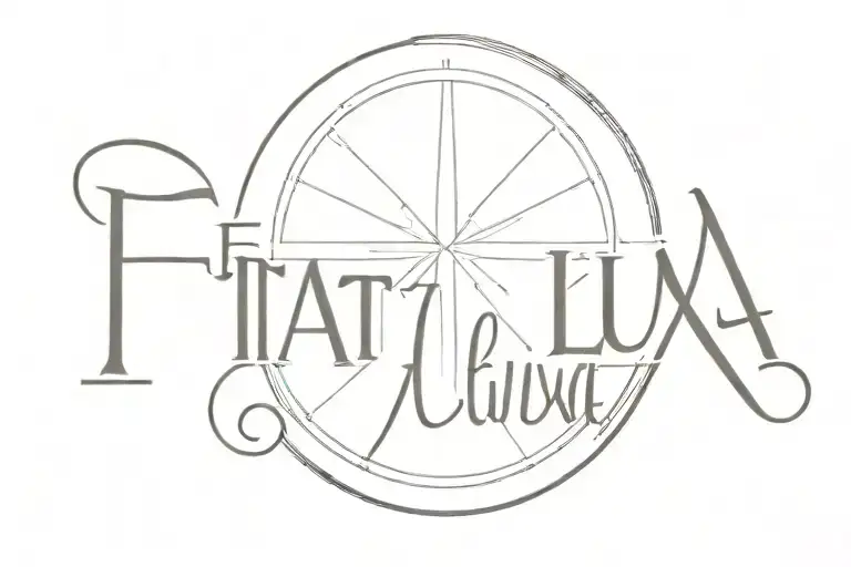 design a tattoo with the text "fiat lux" with some light rays. keep the design minimalistic and simple but elegant tattoo design idea