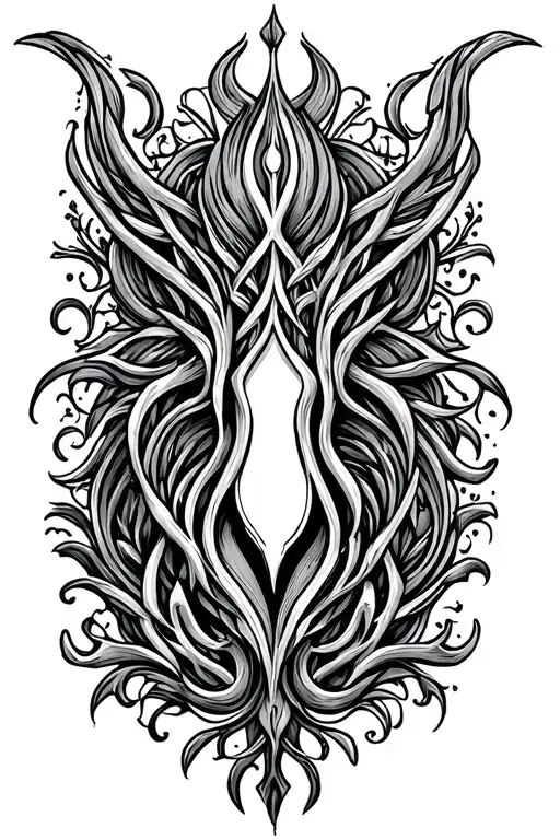 vulva symbol traditional ornamental tattoo design idea