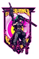 cyberpunk edgerunner logo with sandevistan and rebecca tattoo design idea