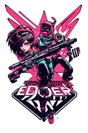 cyberpunk edgerunner logo with sandevistan and rebecca tattoo design idea
