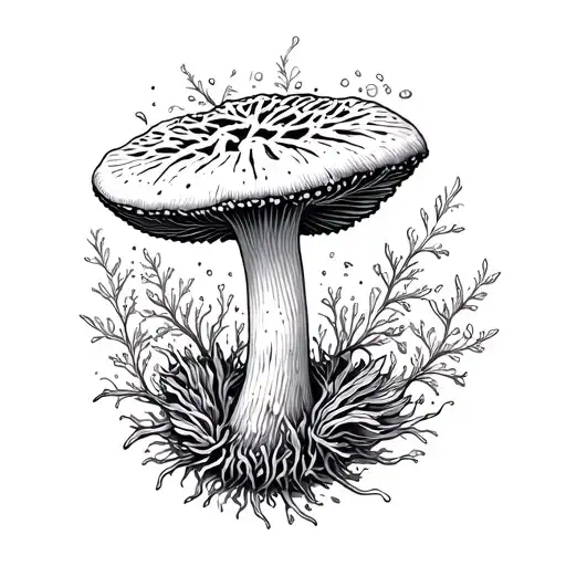 morel mushroom surrounded tattoo design idea