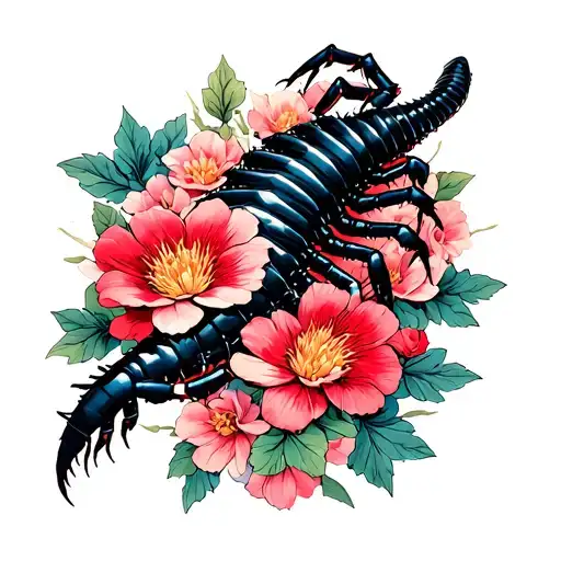 Tokyo Ghoul Kaneki ken kaneki centipede kagune intertwined with blooming flowers tattoo design idea