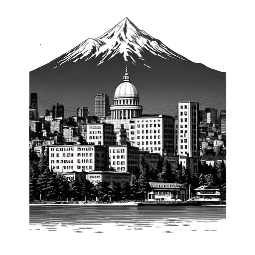 Vancouver scenery, grouse mountain, St. Paul's hospital building, inukshuk English Bay, lions gate bridge  tattoo design idea