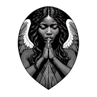African angels pray hands holding tattoo design idea