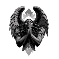 African angels pray hands holding tattoo design idea