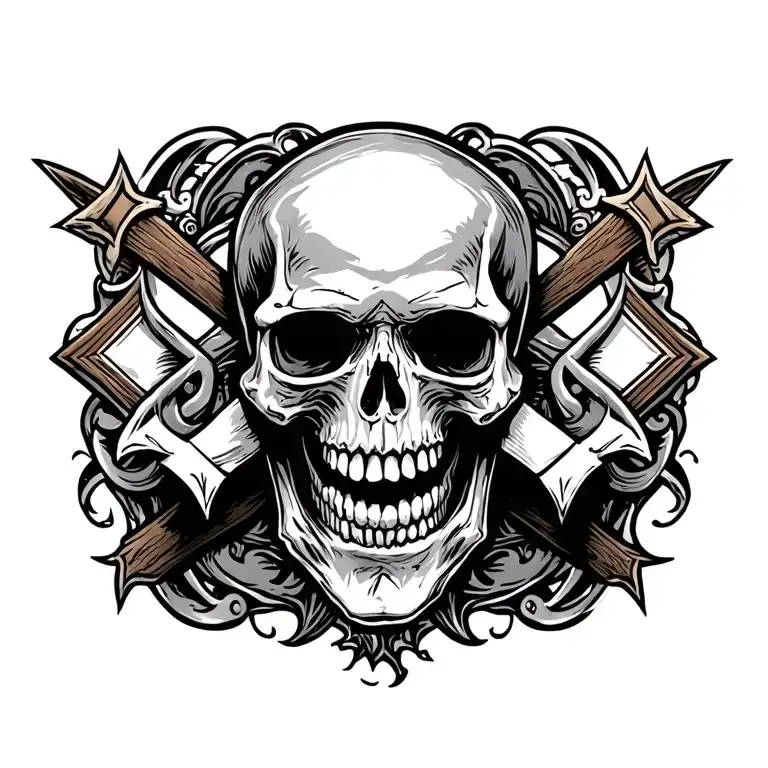 skull and cross tattoo design idea