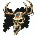 American Traditional wendigo deer skull tattoo design idea