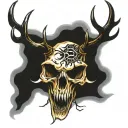 American Traditional wendigo deer skull tattoo design idea