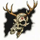 American Traditional wendigo deer skull tattoo design idea