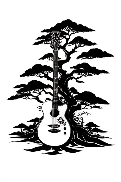 v guitar tree tattoo design idea