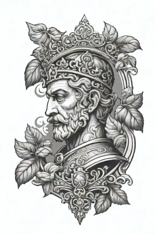 A male ruler emerging from the basil tattoo design idea