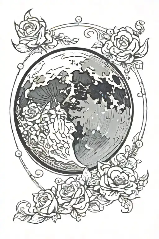 traditional waxing gibbous moon  tattoo design idea
