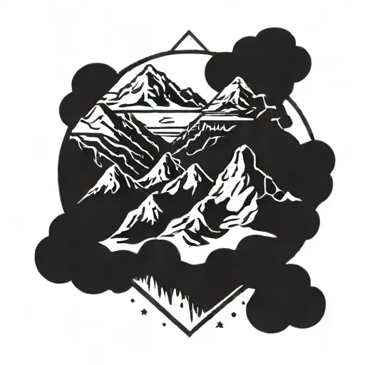 A minimalist mountain range with the Virgo and Leo symbols subtly integrated into the peaks. tattoo design idea