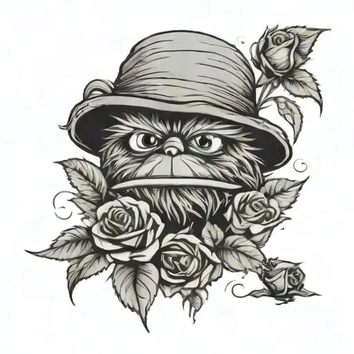 oscar the grouch roses knife realistic tattoo tattoo design idea