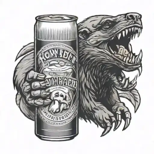 honey badger redneck drink beer tattoo design idea