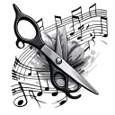 Scissors with music note tattoo design idea