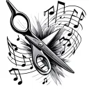 Scissors with music note tattoo design idea
