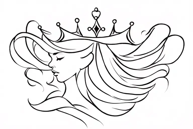 Princess with tiara above it tattoo design idea