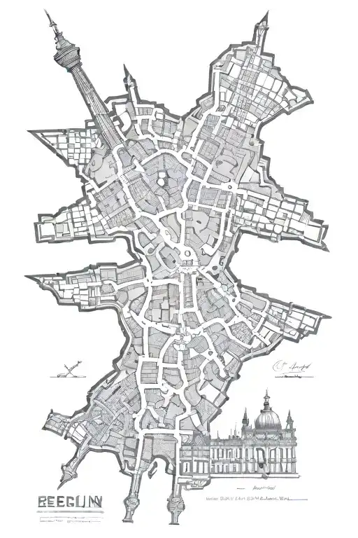 An old berlin city street map outline tatto tattoo design idea