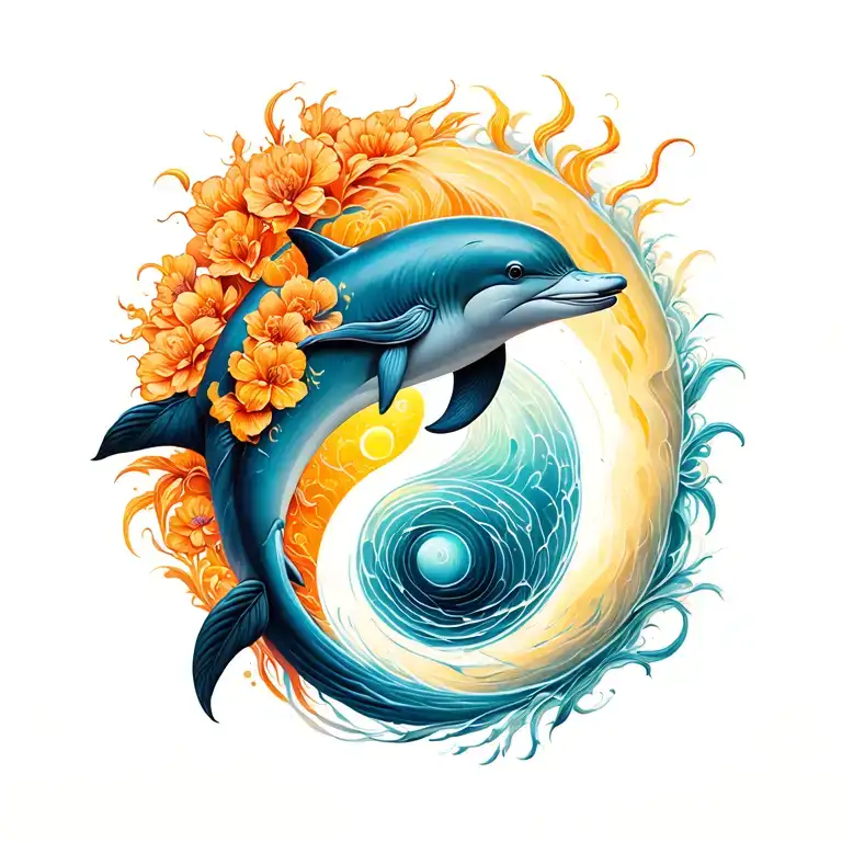 Dolphin Yin Yang tattoo design idea