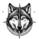 wolf compass tree  tattoo design idea
