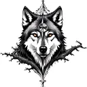 wolf compass tree  tattoo design idea