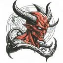 devil with alien head tattoo design idea