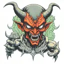 devil with alien head tattoo design idea
