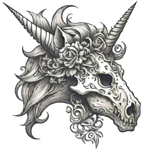 Unicorn Skull tattoo design idea