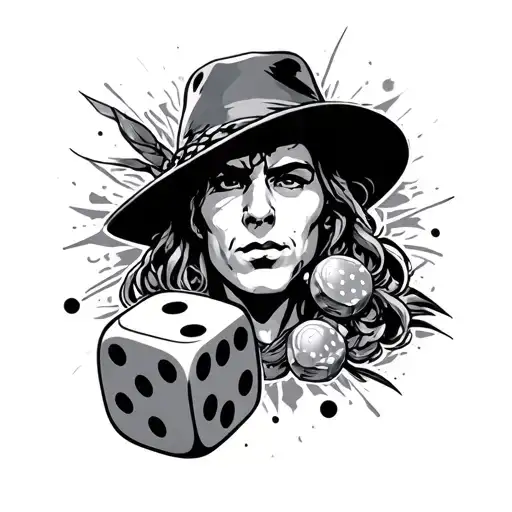risk taker with dice rolling tattoo design idea