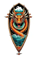 dragon boat inside representing tattoo design idea