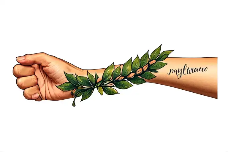 laurel wreath wrist wrist with letters AD  tattoo design idea
