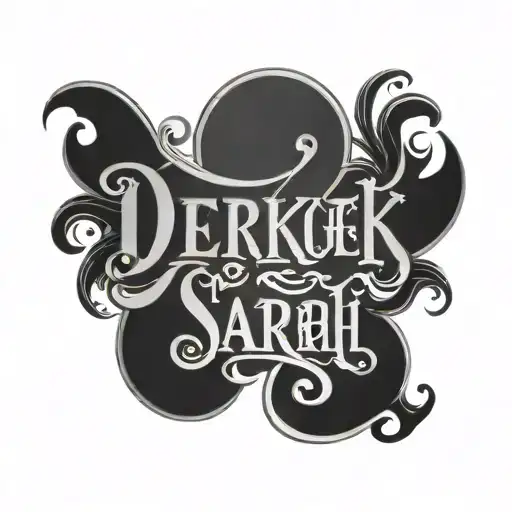 ambigram that says Derek Sarah tattoo design idea
