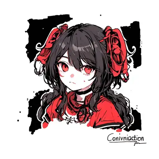 The narisu sketch is albedi, from anime "convincation" In style of horror with mor tattoo design idea