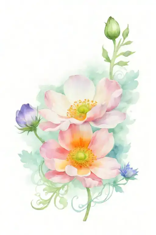 anemone and lace and mushrooms and eternity tattoo design idea