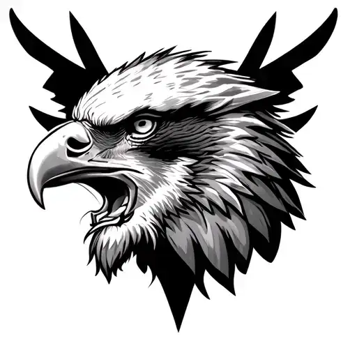 lion head, bald eagle tattoo design idea