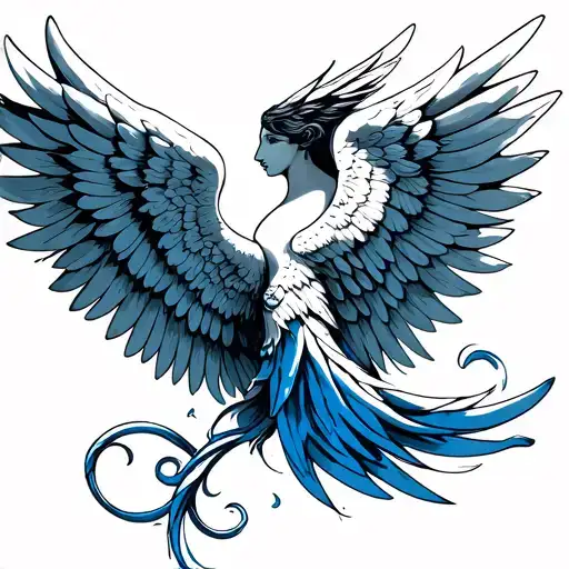 Blue Angel Wings tattoo design idea