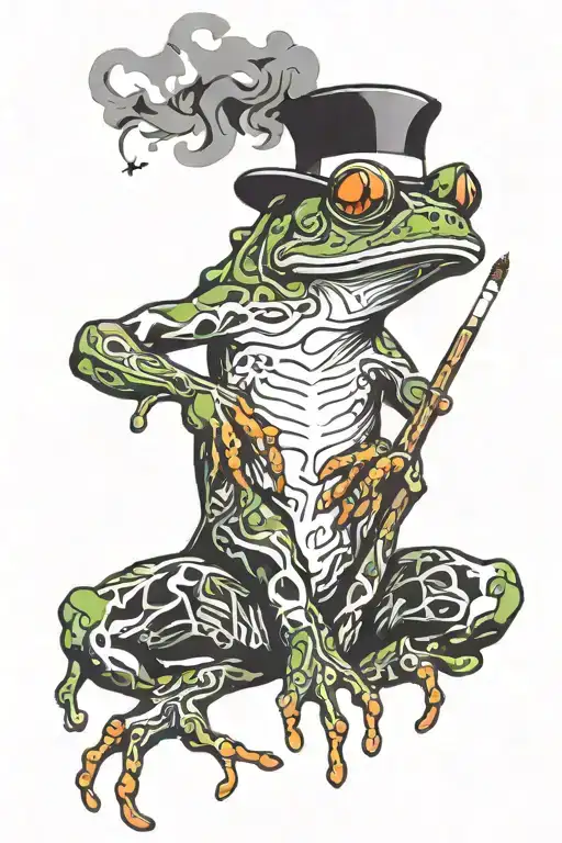 Frog smoking tattoo design idea
