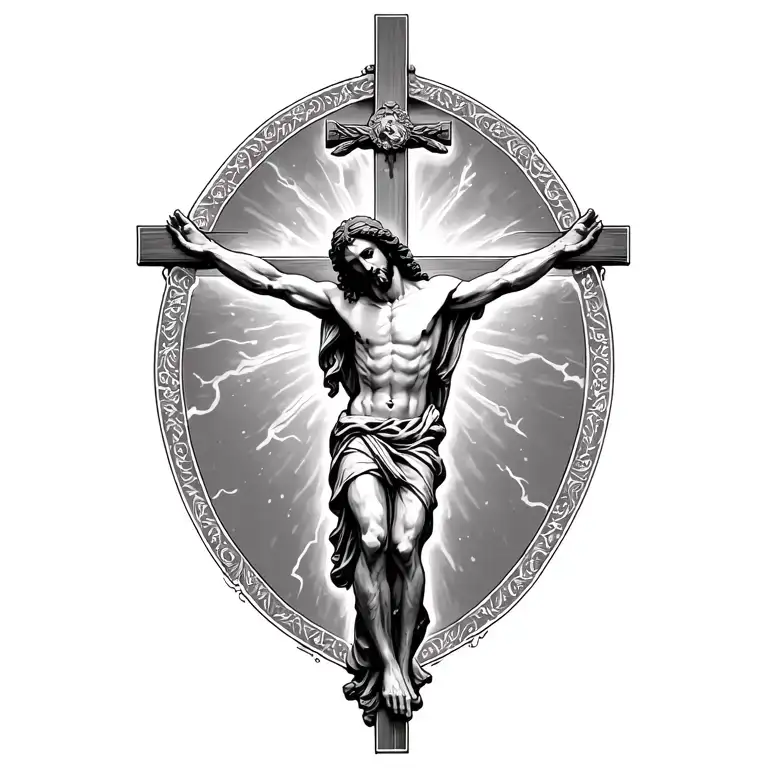 Jesus hanging in the middle of like a cross tattoo design idea