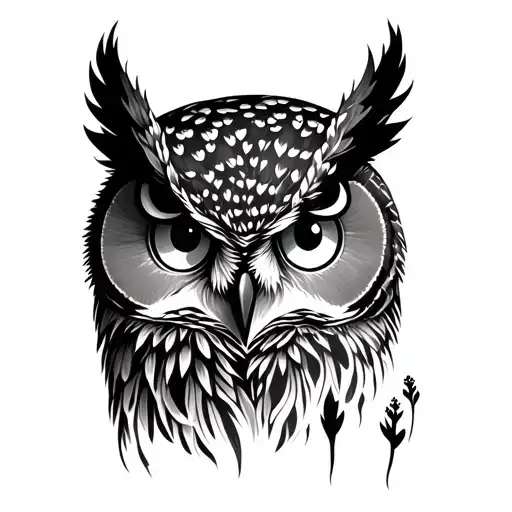 forest with hidden owl eyes looking tattoo design idea