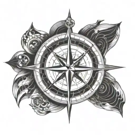 compass design that celebrates a long health journey that ends with the loss of 100 lbs at age 55.  tattoo design idea