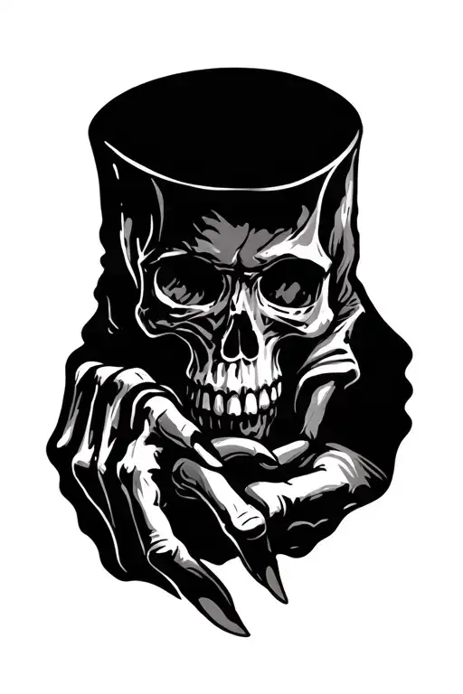 skull fingers on the last two fingers of the hand tattoo design idea