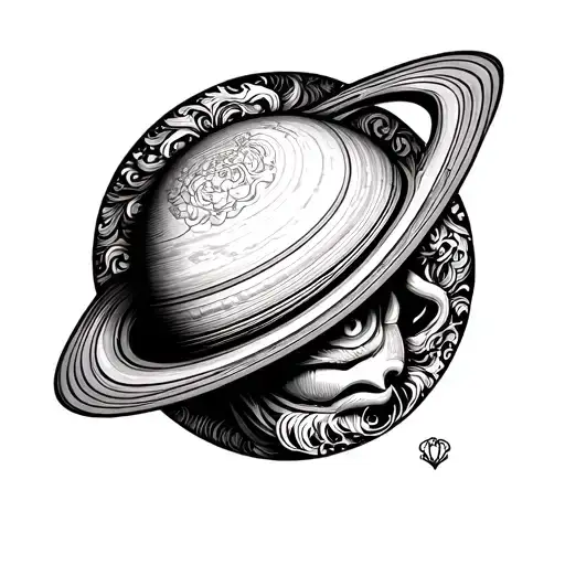 Saturn Mars and Rahu combined tattoo design idea