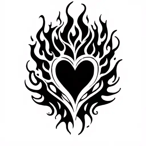 heart and fire tattoo design idea