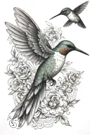 hummingbird hovering tattoo design idea