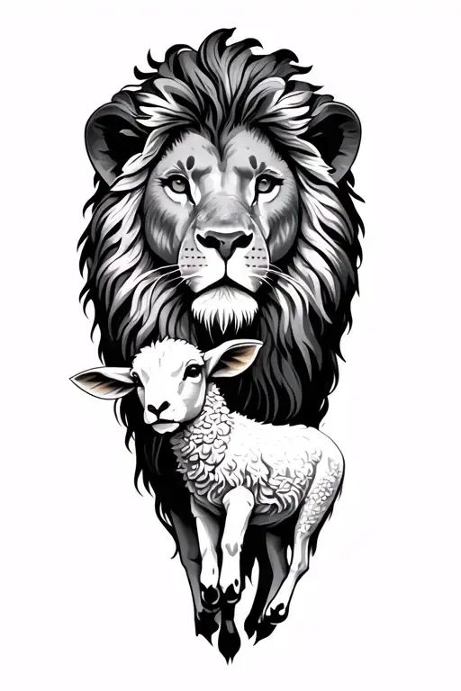 lion and lamb 3 crosses tattoo design idea
